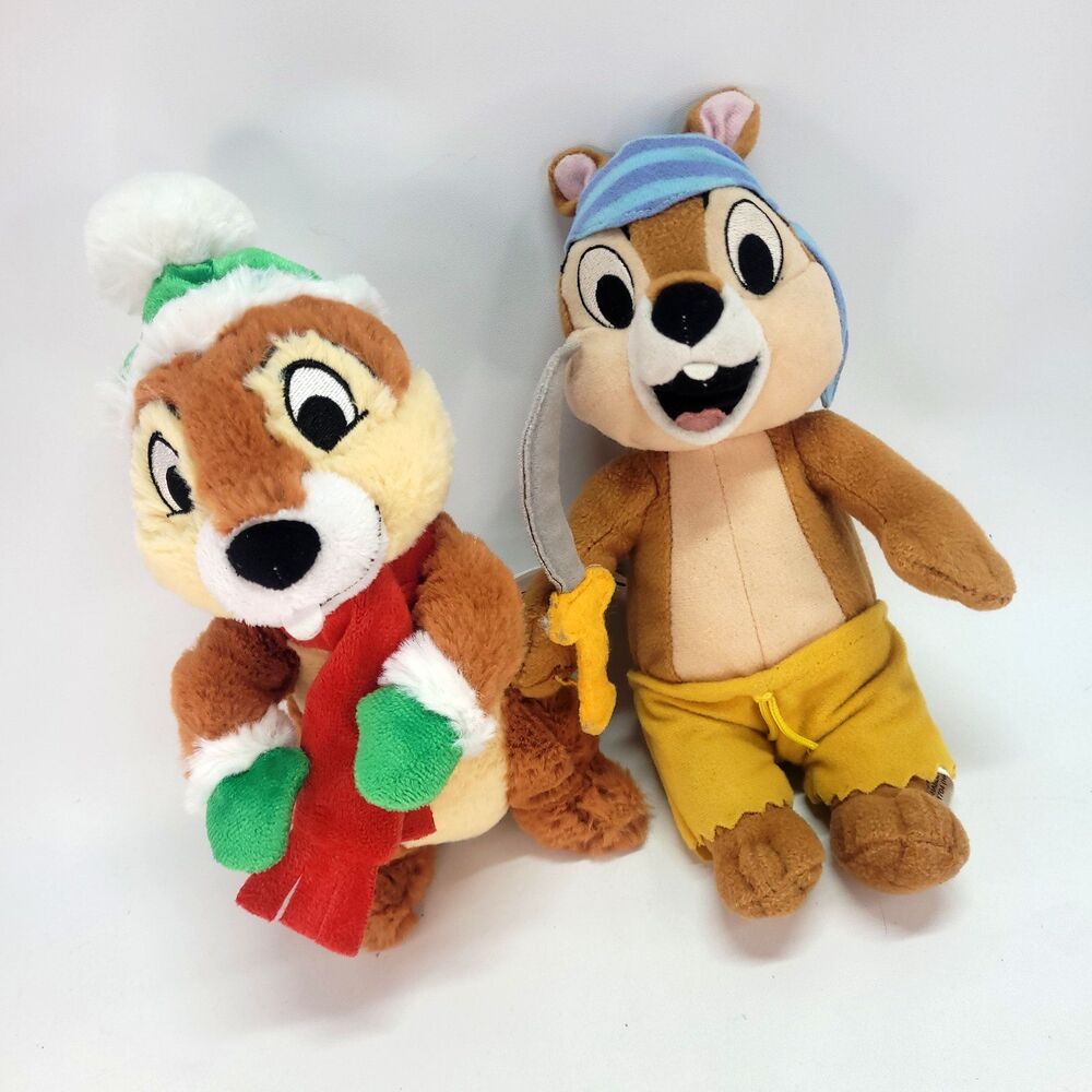 Chip N Dale Plush Lot Disney 9" Christmas Holiday Pirate Buccaneer